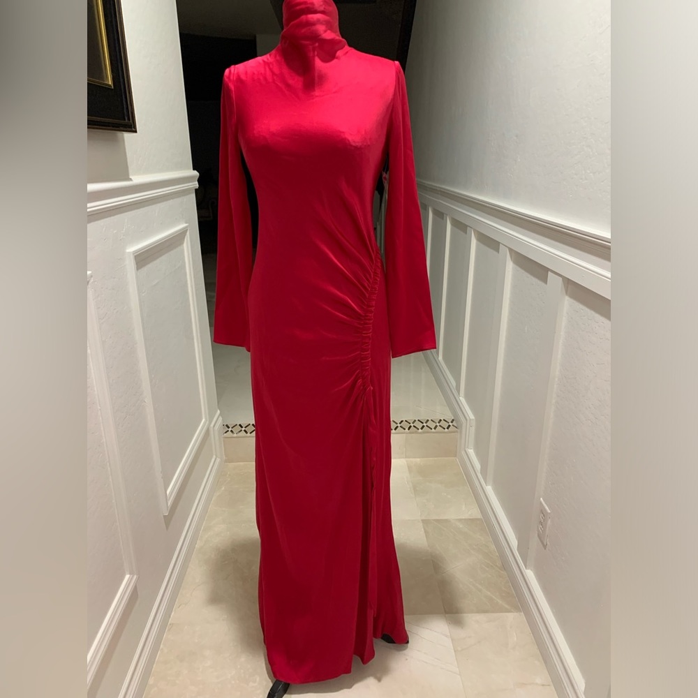 LAPOINTE Doubleface Satin Bias Tab Slit Gown Size 0